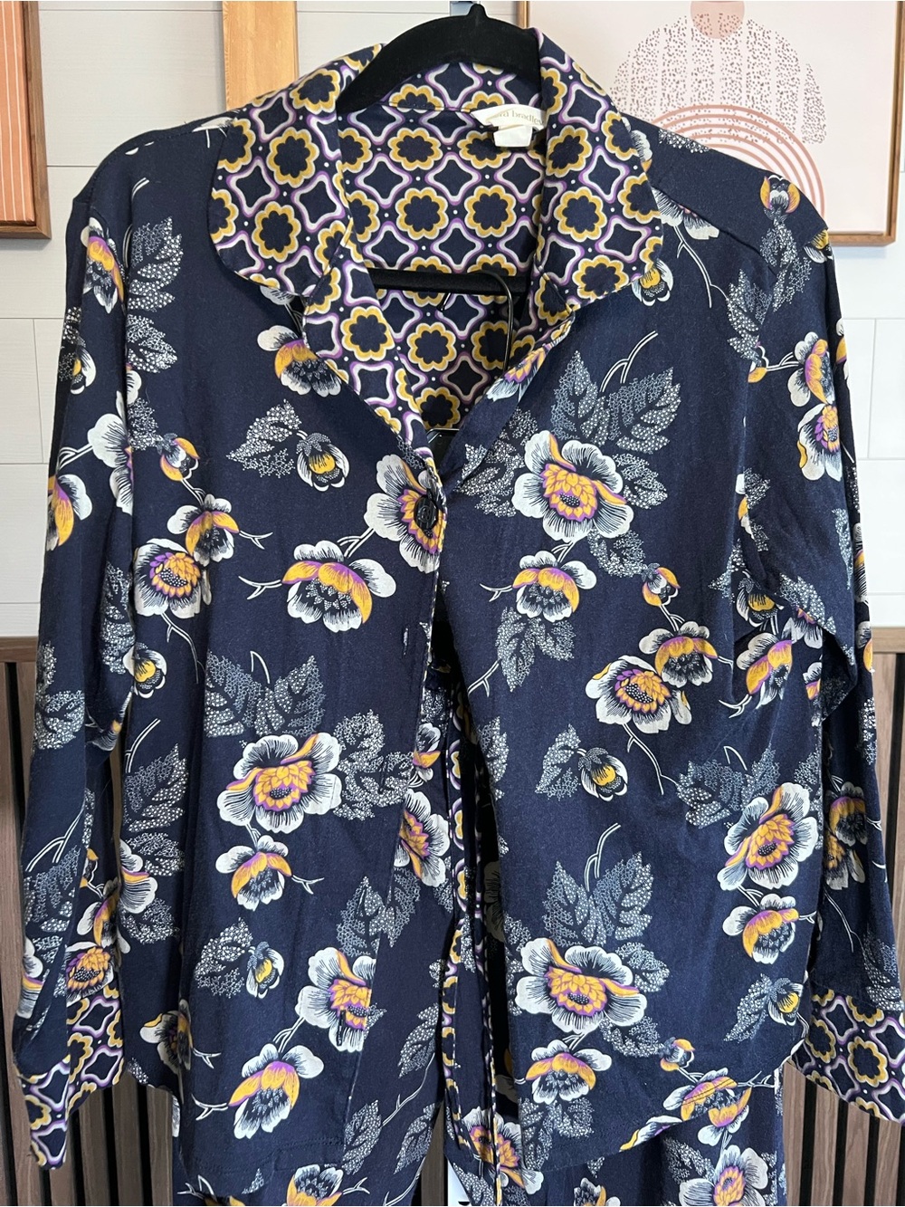 Vera Bradley Navy Floral Button-Down Pajama Set